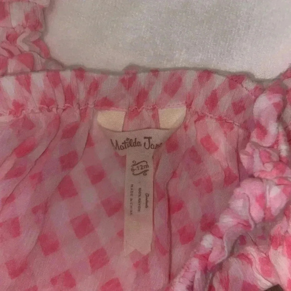 Matilda Jane 6-12 months Baby Girl Pink and White Gauze Checkered Pants - Picture 2 of 4